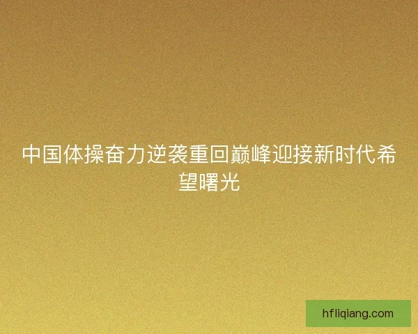 中国体操奋力逆袭重回巅峰迎接新时代希望曙光