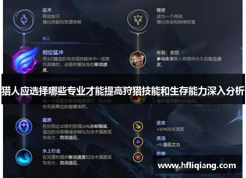 猎人应选择哪些专业才能提高狩猎技能和生存能力深入分析