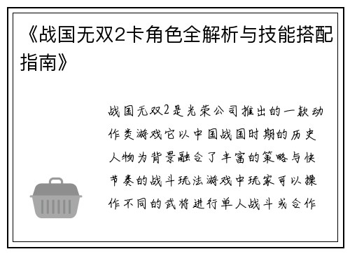 《战国无双2卡角色全解析与技能搭配指南》